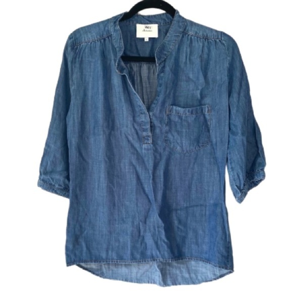 Anthropologie Elevenses shirt chambray tencel‎ top xs - Picture 7 of 7